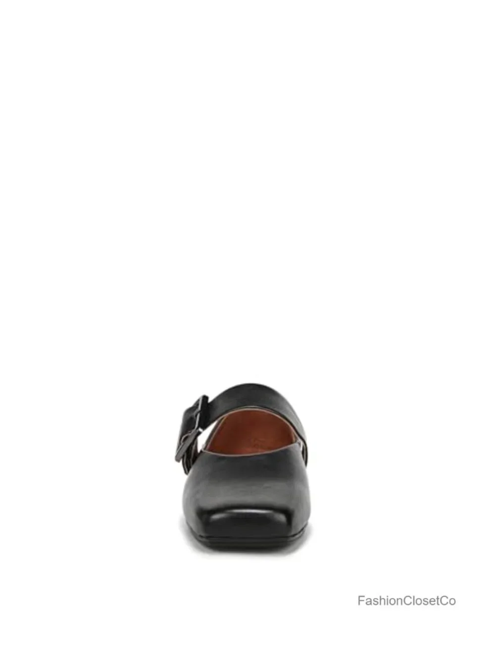 Franco Sarto Women's Ballet Flats Leather Square Toe Adjustable Buckle